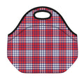 Blue Red And White USA Plaid Print Neoprene Lunch Bag