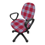 Blue Red And White USA Plaid Print Office Chair Cover