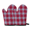 Blue Red And White USA Plaid Print Oven Mitts
