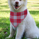 Blue Red And White USA Plaid Print Over The Collar Dog Bandana