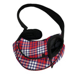 Blue Red And White USA Plaid Print Pet Sling Carrier