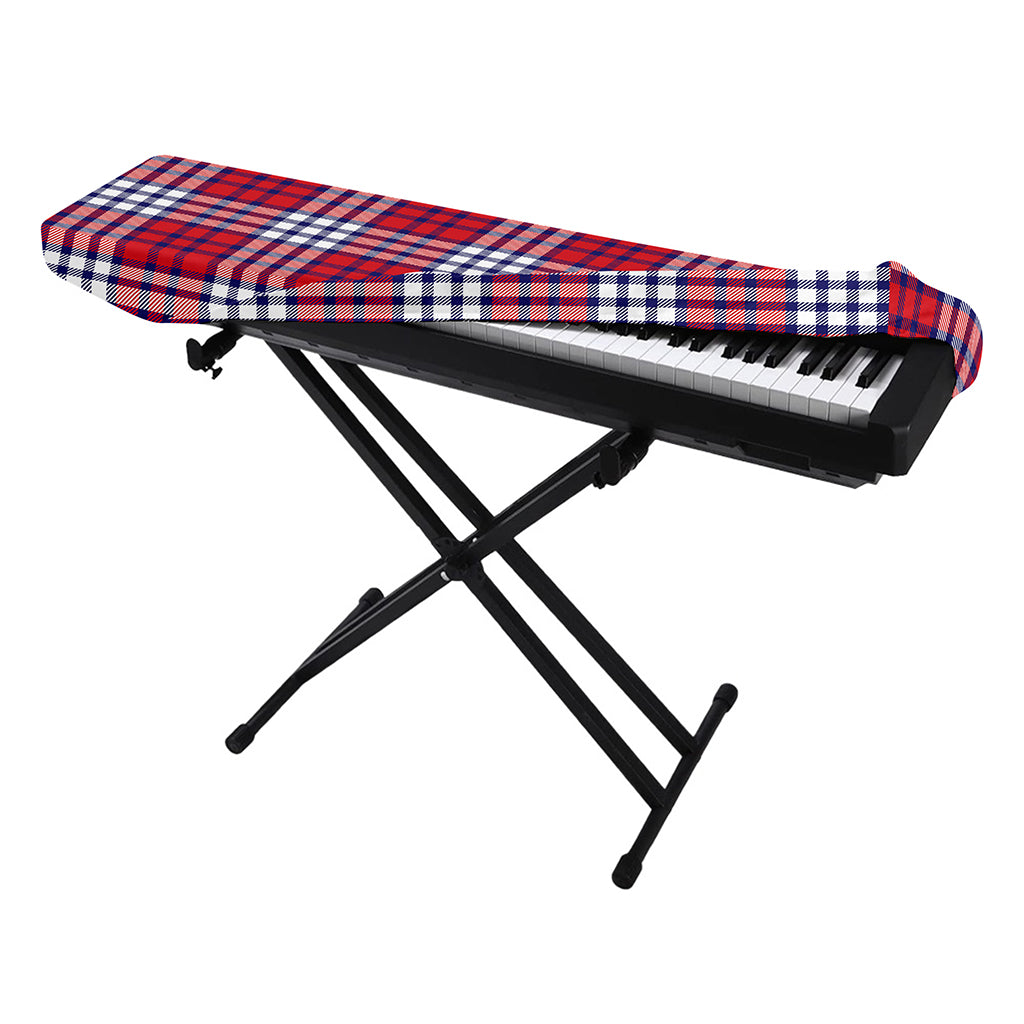 Blue Red And White USA Plaid Print Piano Keyboard Cover