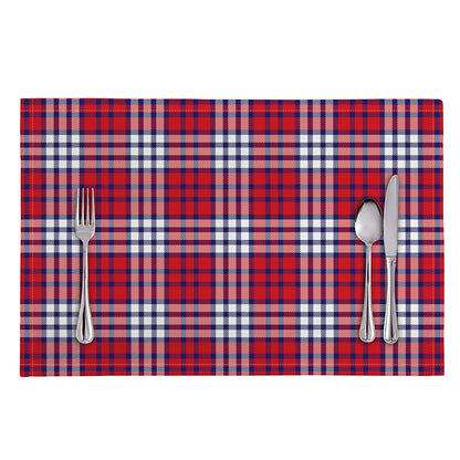 Blue Red And White USA Plaid Print Placemat