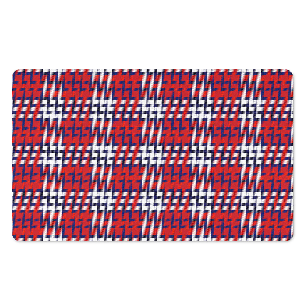 Blue Red And White USA Plaid Print Polyester Doormat