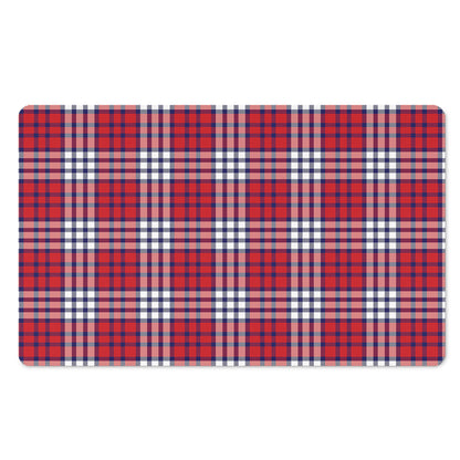 Blue Red And White USA Plaid Print Polyester Doormat