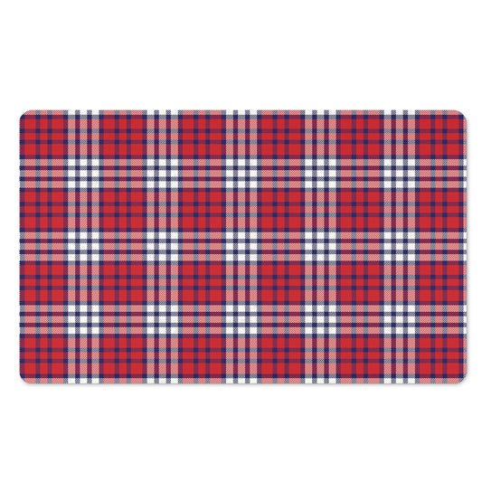 Blue Red And White USA Plaid Print Polyester Doormat