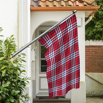 Blue Red And White USA Plaid Print Polyester Flag