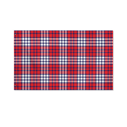 Blue Red And White USA Plaid Print Polyester Flag