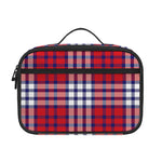 Blue Red And White USA Plaid Print Portable Lunch Bag