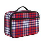 Blue Red And White USA Plaid Print Portable Lunch Bag