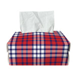 Blue Red And White USA Plaid Print Rectangle Tissue Box Cover