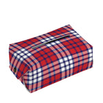 Blue Red And White USA Plaid Print Rectangle Tissue Box Cover