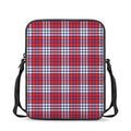 Blue Red And White USA Plaid Print Rectangular Crossbody Bag