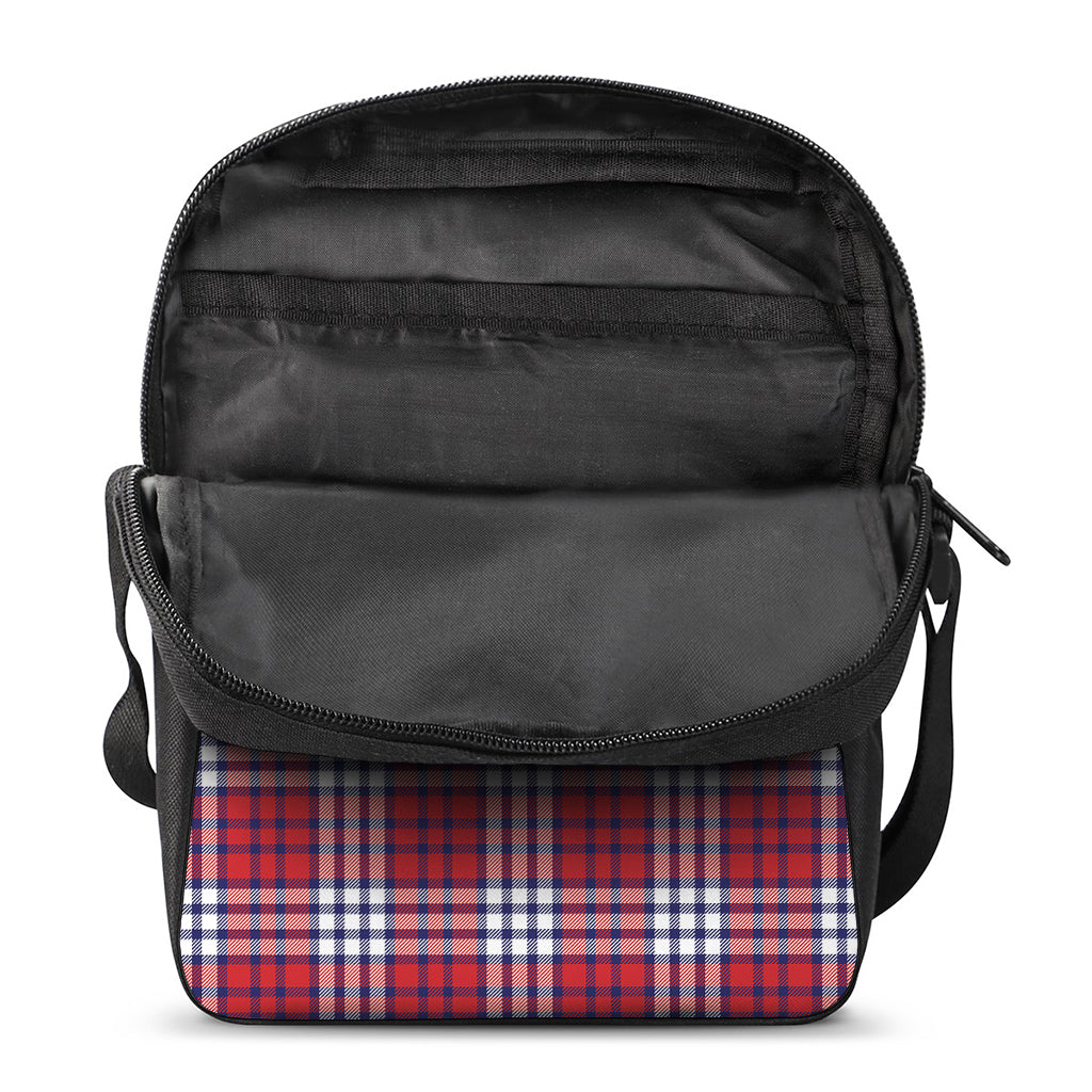 Blue Red And White USA Plaid Print Rectangular Crossbody Bag