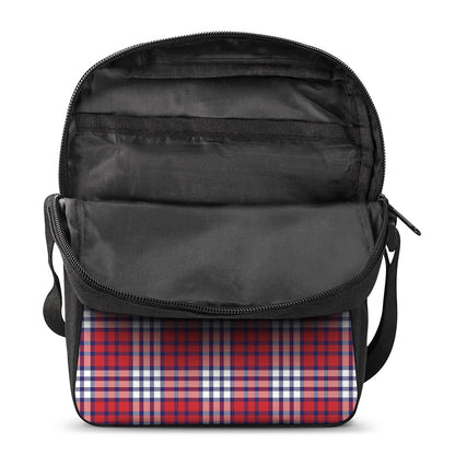 Blue Red And White USA Plaid Print Rectangular Crossbody Bag