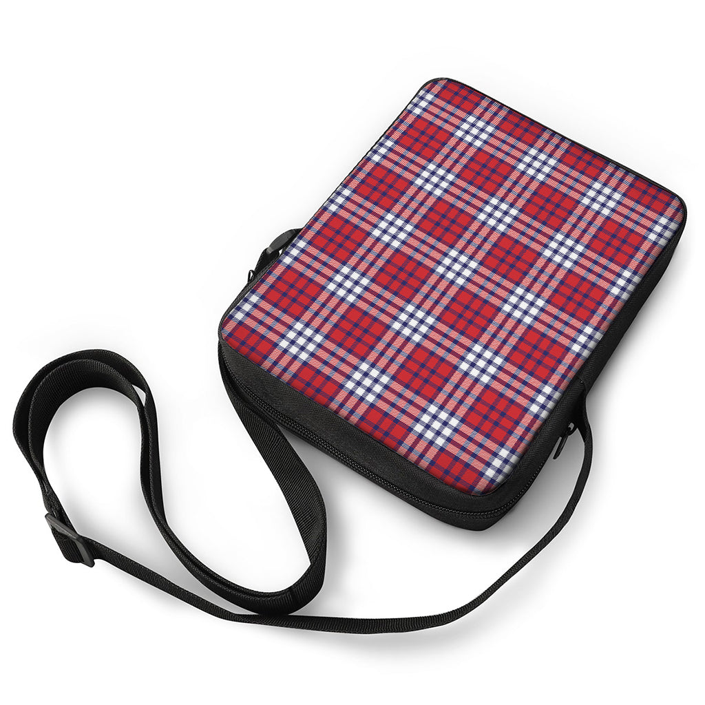 Blue Red And White USA Plaid Print Rectangular Crossbody Bag