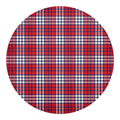 Blue Red And White USA Plaid Print Round Blanket