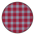 Blue Red And White USA Plaid Print Round Floor Mat