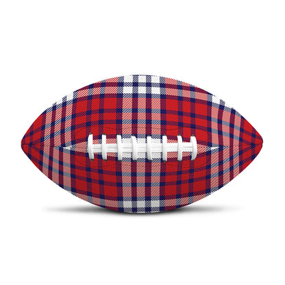 Blue Red And White USA Plaid Print Rugby Ball