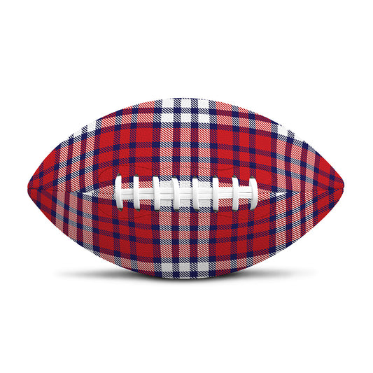 Blue Red And White USA Plaid Print Rugby Ball