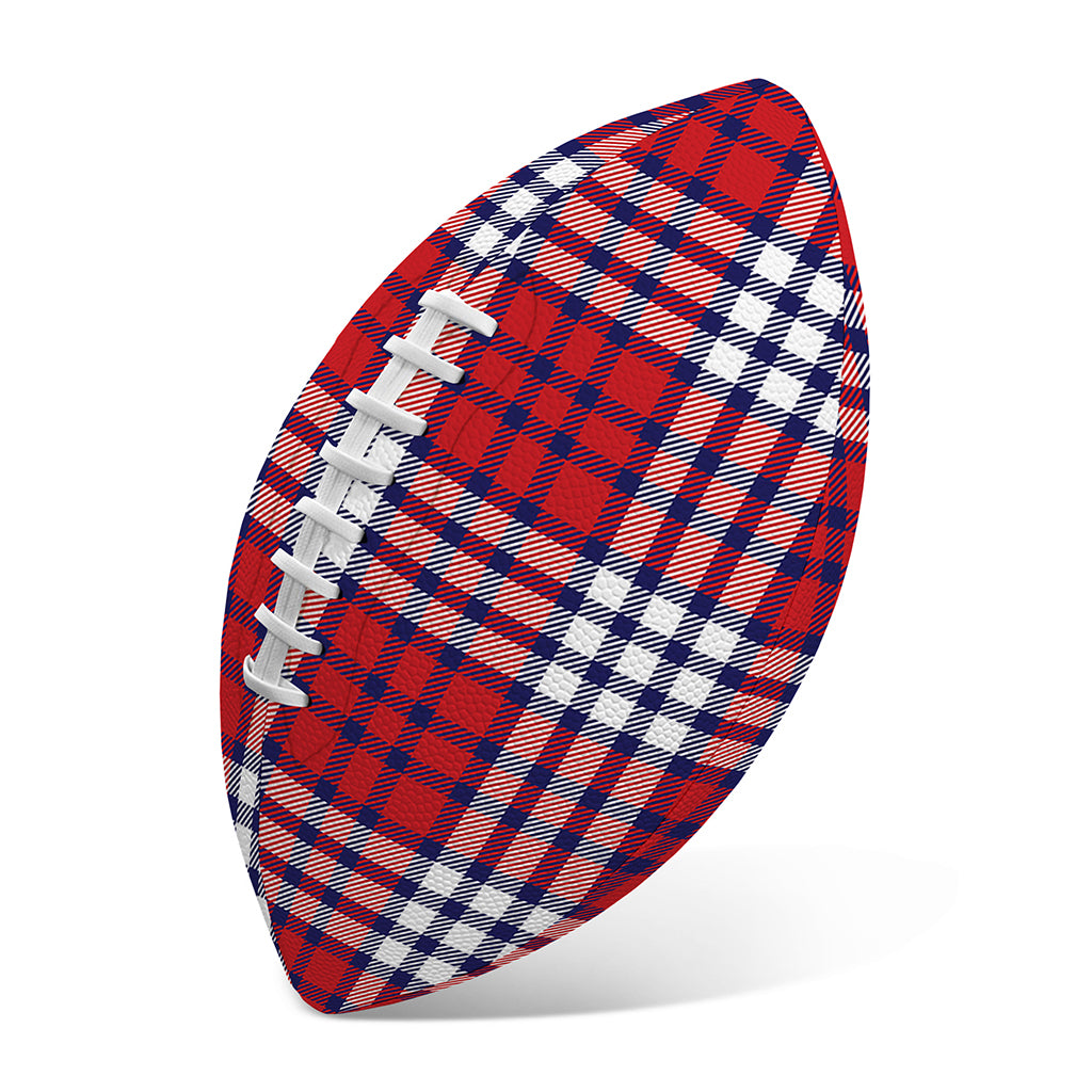 Blue Red And White USA Plaid Print Rugby Ball
