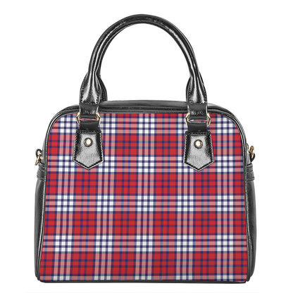 Blue Red And White USA Plaid Print Shoulder Handbag