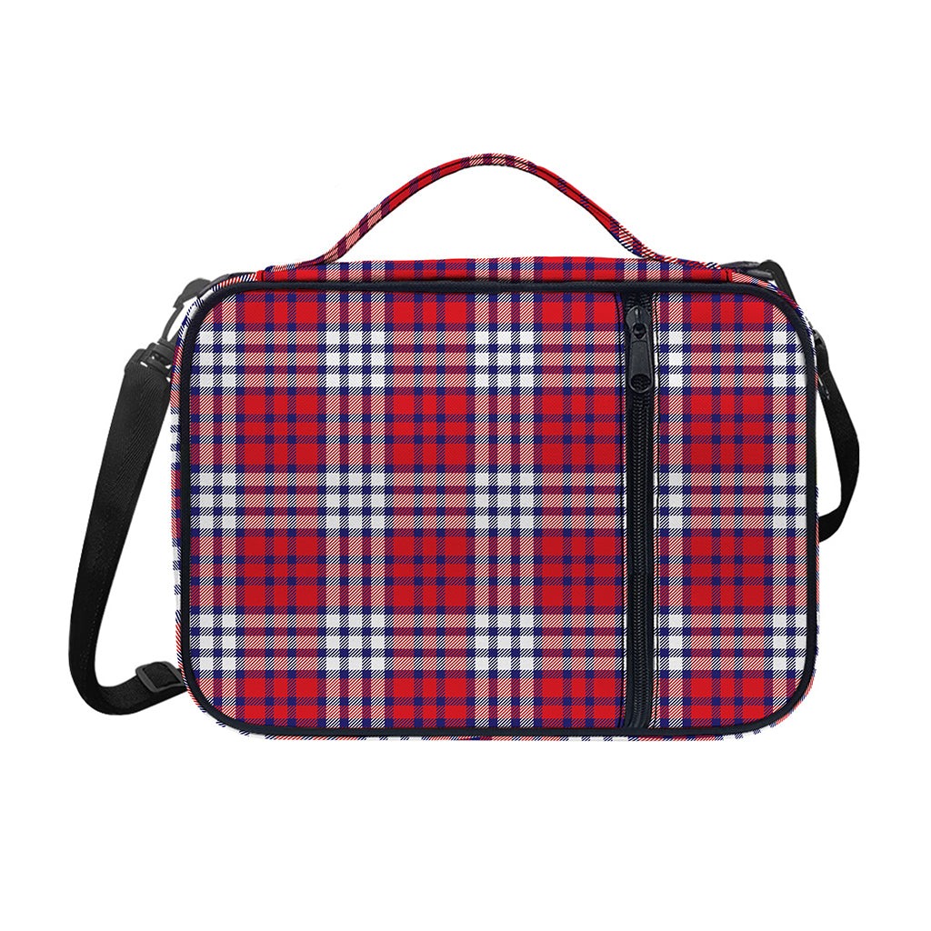 Blue Red And White USA Plaid Print Shoulder Strap Bible Bag