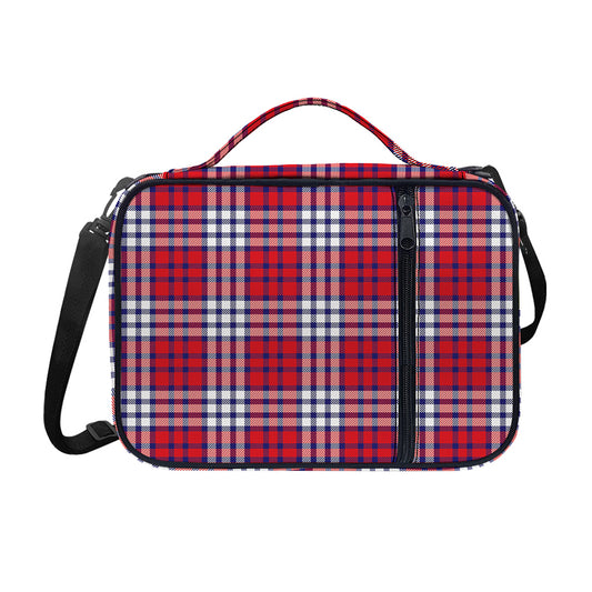 Blue Red And White USA Plaid Print Shoulder Strap Bible Bag
