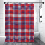 Blue Red And White USA Plaid Print Shower Curtain