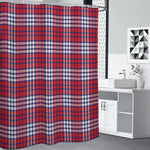 Blue Red And White USA Plaid Print Shower Curtain
