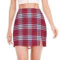 Blue Red And White USA Plaid Print Side Slit Mini Skirt