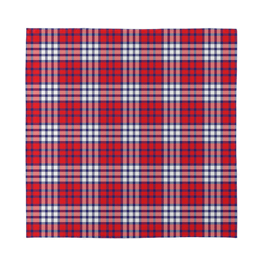 Blue Red And White USA Plaid Print Silk Bandana