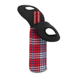 Blue Red And White USA Plaid Print Single Neoprene Wine Tote