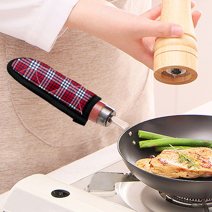 Blue Red And White USA Plaid Print Skillet Handle Cover