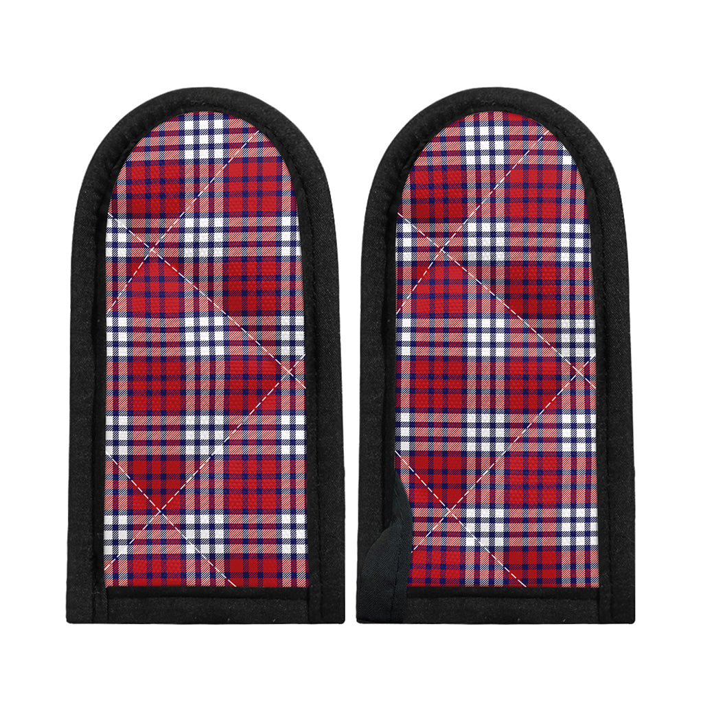 Blue Red And White USA Plaid Print Skillet Handle Cover