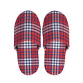 Blue Red And White USA Plaid Print Slippers