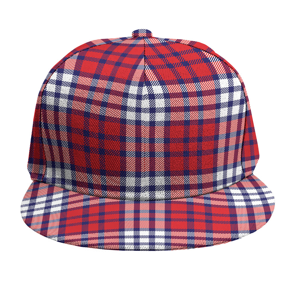 Blue Red And White USA Plaid Print Snapback Cap