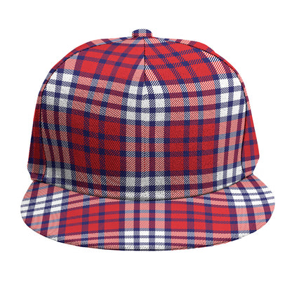 Blue Red And White USA Plaid Print Snapback Cap