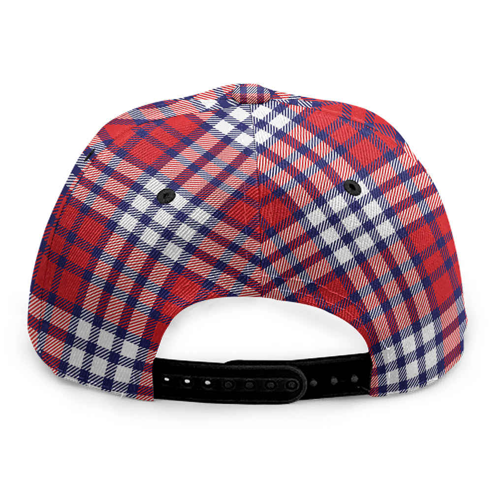 Blue Red And White USA Plaid Print Snapback Cap