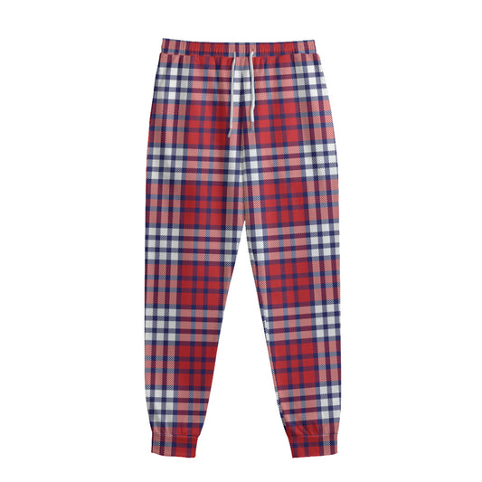 Blue Red And White USA Plaid Print Sweatpants