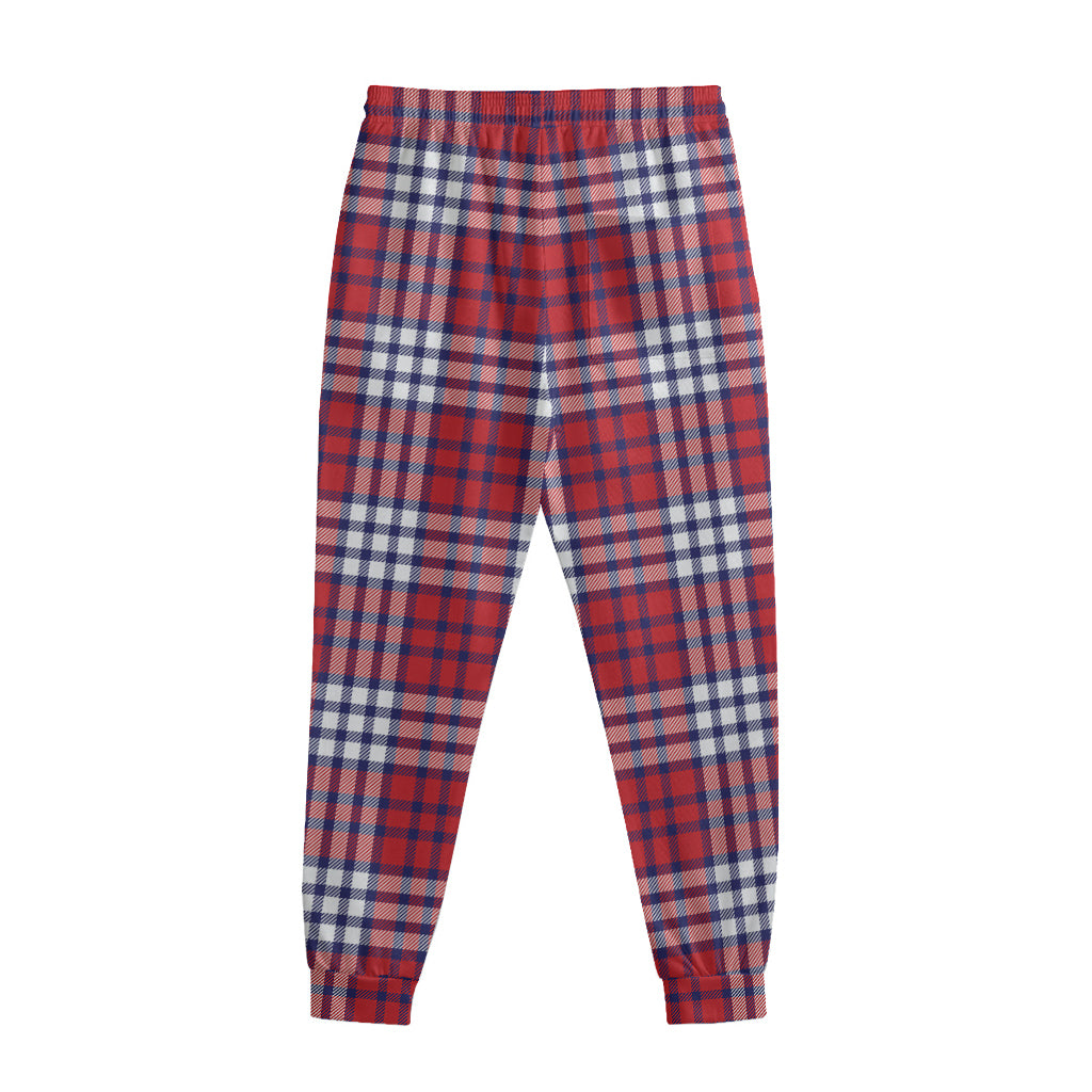 Blue Red And White USA Plaid Print Sweatpants