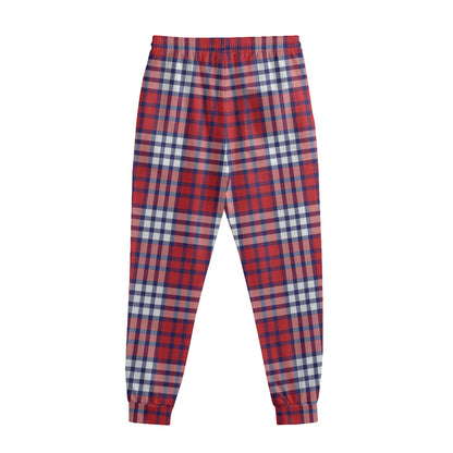 Blue Red And White USA Plaid Print Sweatpants