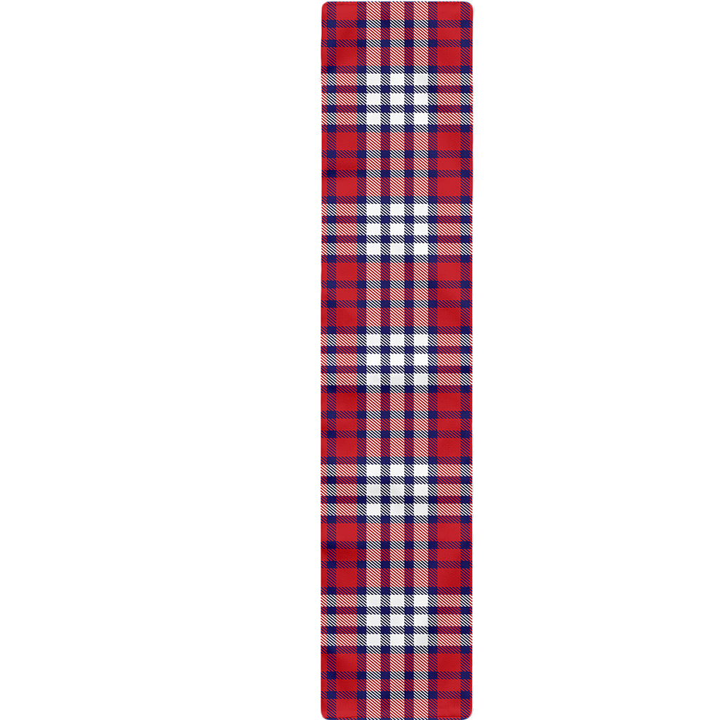 Blue Red And White USA Plaid Print Table Runner