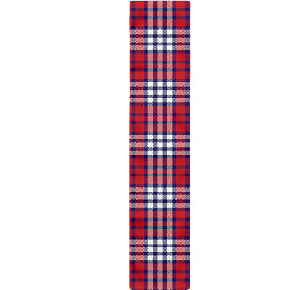Blue Red And White USA Plaid Print Table Runner