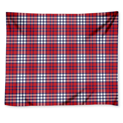 Blue Red And White USA Plaid Print Tapestry