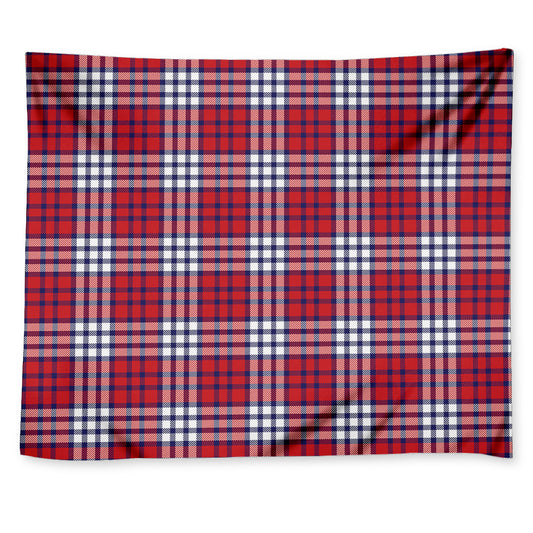 Blue Red And White USA Plaid Print Tapestry