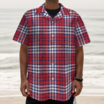 Blue Red And White USA Plaid Print Textured Short Sleeve Shirt