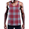 Blue Red And White USA Plaid Print Training Tank Top