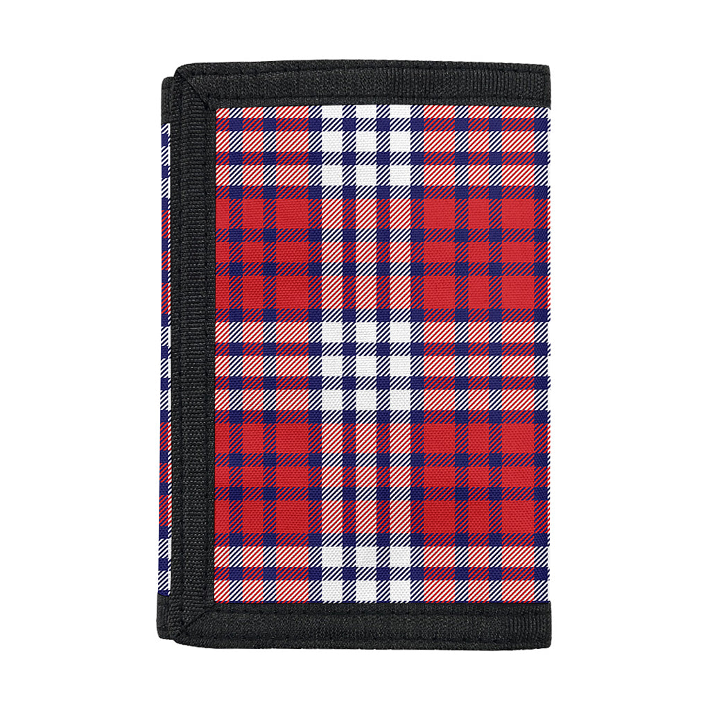 Blue Red And White USA Plaid Print Trifold Wallet