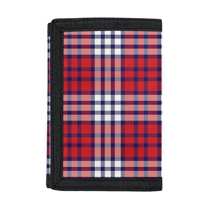 Blue Red And White USA Plaid Print Trifold Wallet